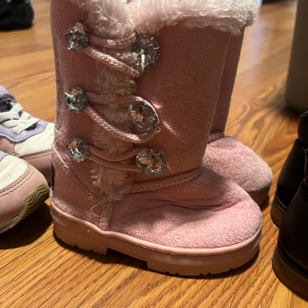 bebe Pink Kids Boots with Crystal Accents